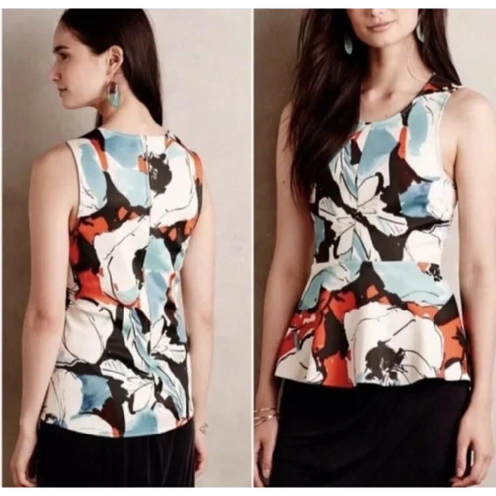 AKEMI + KIN x Anthropologie Pani Peplum Top Floral Sleeveless Scuba Women's XL - Picture 11 of 11